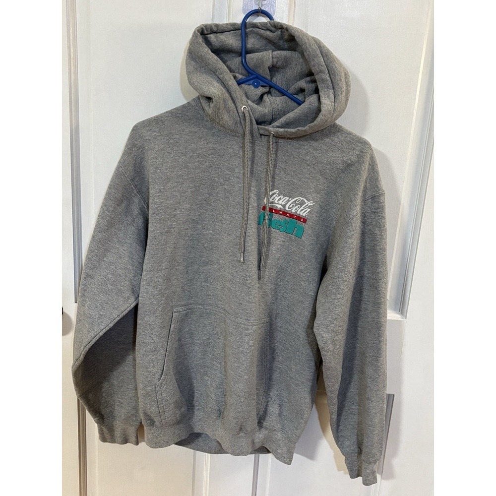 Coke A Cola "Always Fresh" Polar Bear Hoodie Pullover Gray Sz Medium
